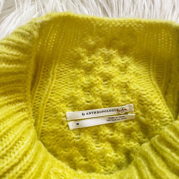Anthropologie Yellow Lime Bia Alpaca Wool Blend Knit  Mock Neck Tunic Sweater - Picture 5 of 6
